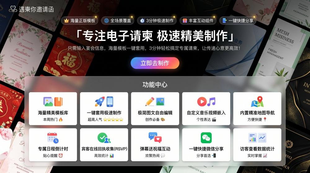 H5节日电子请柬一键生成｜喜庆款全覆盖，小白3分钟上手，全场景适配不踩坑
